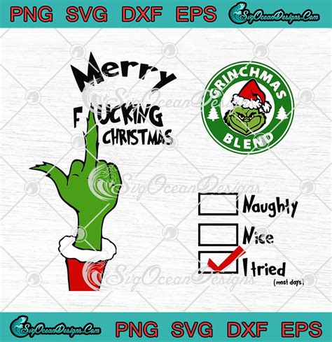 grinchmas blend grinch hand merry fucking christmas svg png eps dxf cricut cameo file svg png