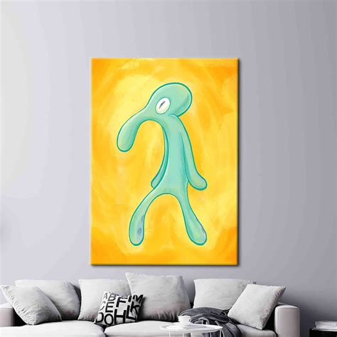Canvas Art Squidward Painting Print Bold And Brash Wall Art Etsy