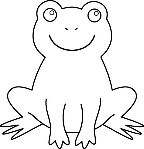 Colorable Cute Frog Free Clip Art