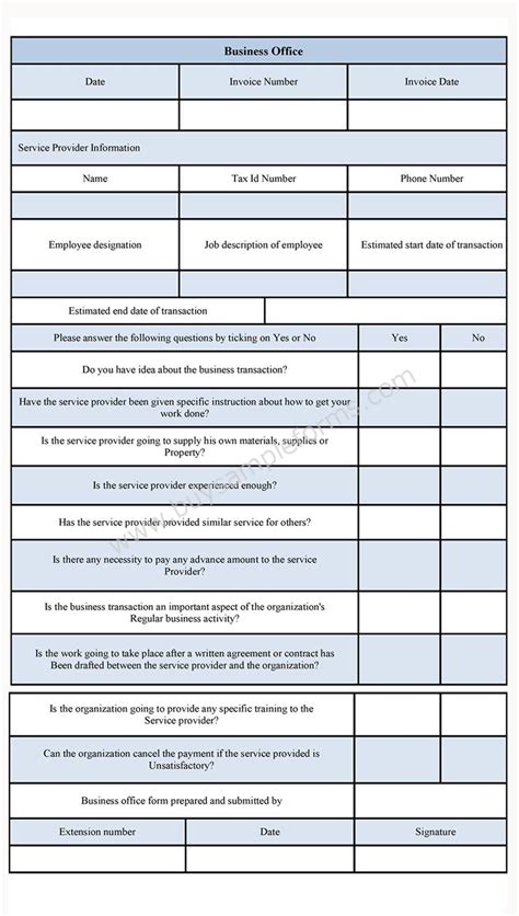 Business Office Forms Sample Forms