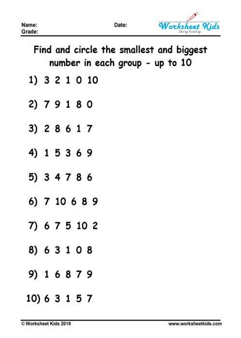 Circle The Greatest And Smallest Number Worksheets Number Worksheets Mathematics Worksheets