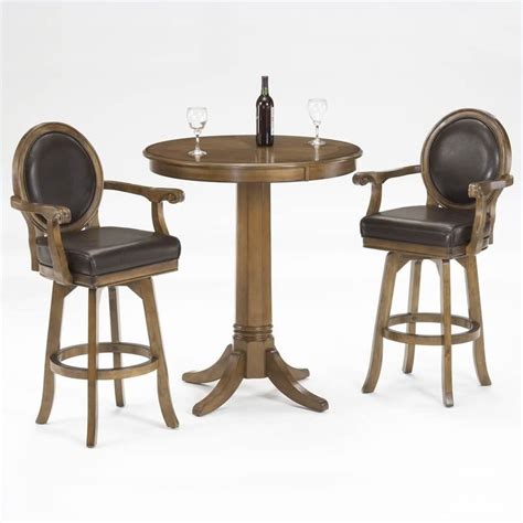 Round kitchen table with 6 chairs. Hillsdale Warrington Round Bar Height Pub Table in Rich ...