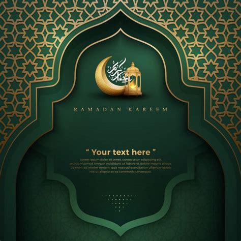 Premium Vector Ramadan Kareem Green With Lanterns And Crescent Moon