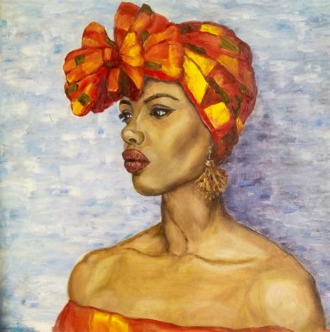 African Woman Painting Black Woman Portr Peinture Par Alona