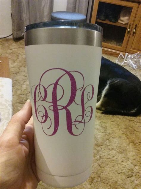 Hot Pink Glitter Vinyl Monogrammed Tumbler With Images