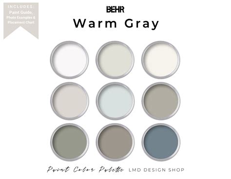 Behr Warm Gray Paint Color Palette Whole House Interior Etsy