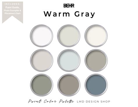 Behr Warm Gray Paint Color Palette Whole House Interior - Etsy