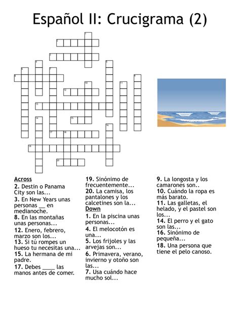 Español II Crucigrama Crossword WordMint