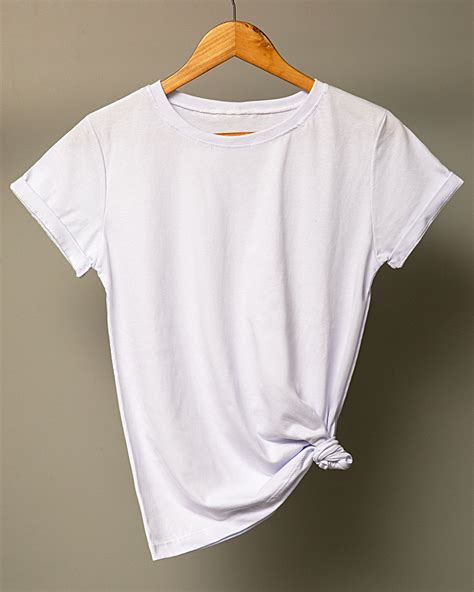 Camiseta Feminina Branca Lisa 100 Algodão