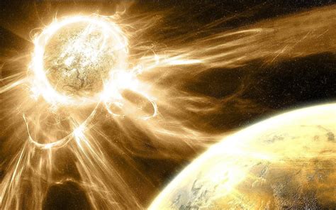 Wallpaper Sunlight Night Planet Reflection Earth Sun Explosion