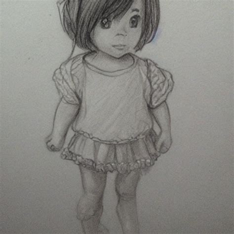 Cute Litle Girl Pencil Sketch Arthubai