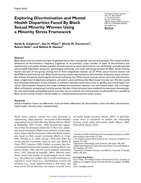 pdf exploring discrimination and mental health disparities faced by black sexual minority