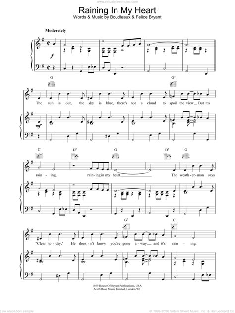 Raining In My Heart Sheet Music For Voice Piano Or Guitar Pdf