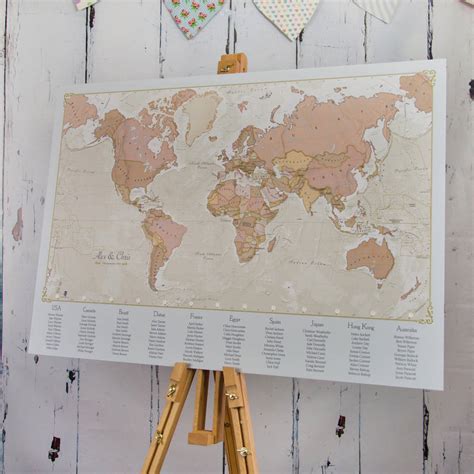 Antique World Map Wedding Table Plan By Maps International