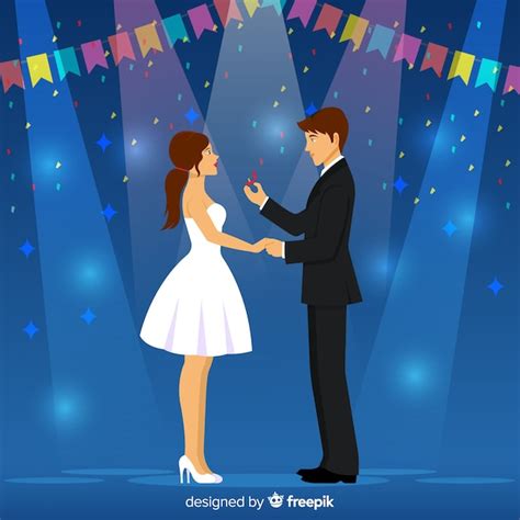 Premium Vector Lovely Marriage Proposal With Cartoon Style