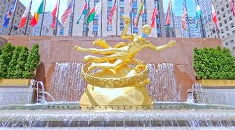 The Golden Statue At Rockefeller Center Nyc Is Wearing A Mask