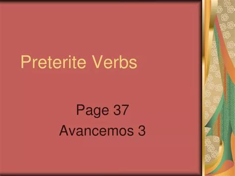 Ppt Preterite Verbs Powerpoint Presentation Free Download Id4851831