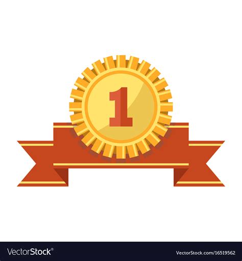First Place Gold Medal And Ribbon Isolated Vector Image