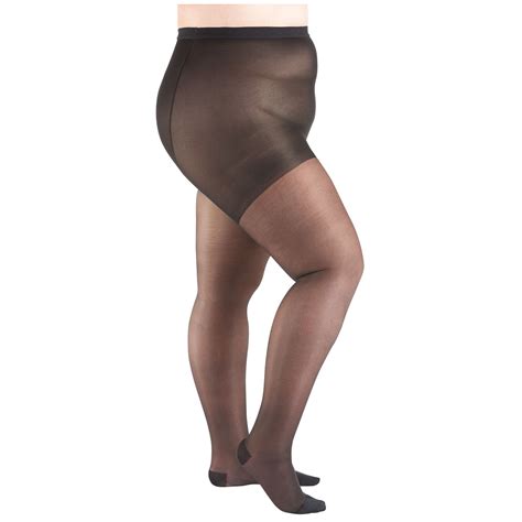 Support Plus Womens Sheer Queen Plus Closed Toe Moderate Compression Pantyhose Support Plus