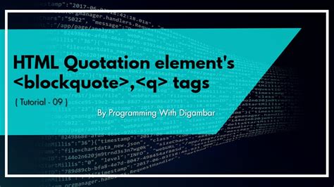 Html Quotation Elements Blockquote And Q Tags Youtube