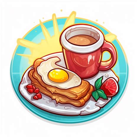 Premium Ai Image Cartoon Breakfast Plate With Toast Generative Ai