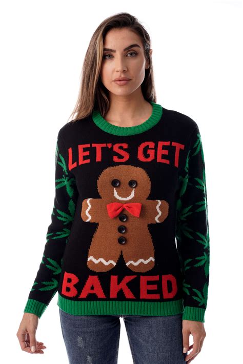 Followme Womens Ugly Christmas Sweater Sweaters For Women Black Get Baked X Large
