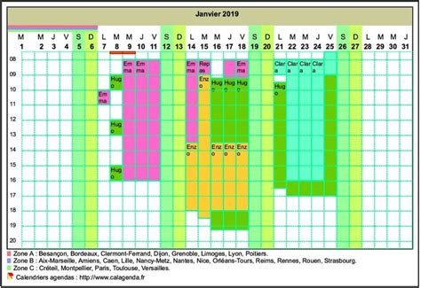 Calendrier Planning Horizontal Mensuel Avec La Grille Des Horaires Modèles De Calendrier