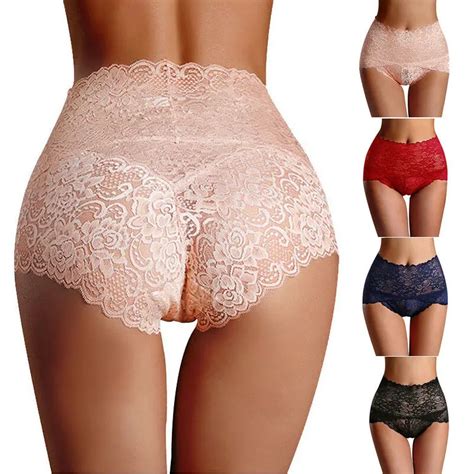 plus size m xxxl women sexy lingerie lace panties lace high waist brief panties thong high waist