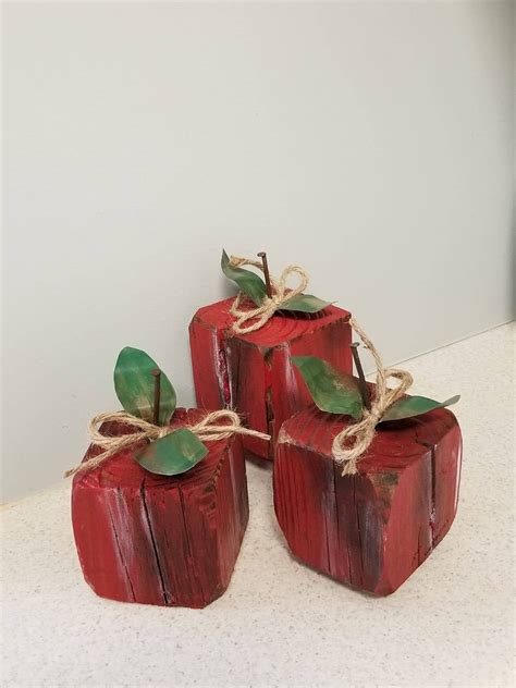 Primitive Wooden Apples Reclaimed Wood Handmade And In 2020 Rustic