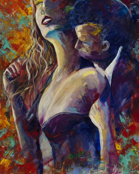 Romantic Love Making Bedroom Painting Kissing Man And Woman Intimate Bedroom Art Print On Canvas