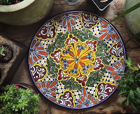 14 Diameter Talavera Plate Wall Hanging Mexican Pottery Rustic Decor