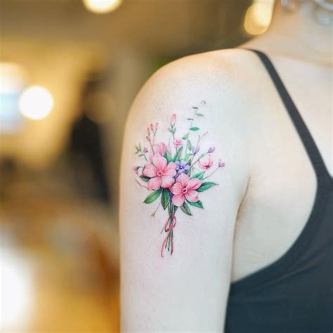 5 Small Bouquet Of Flowers Tattoo In Color The Expert