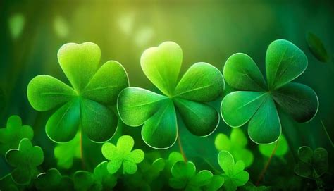 Premium Ai Image Four Leaf Clovers On A Green Background