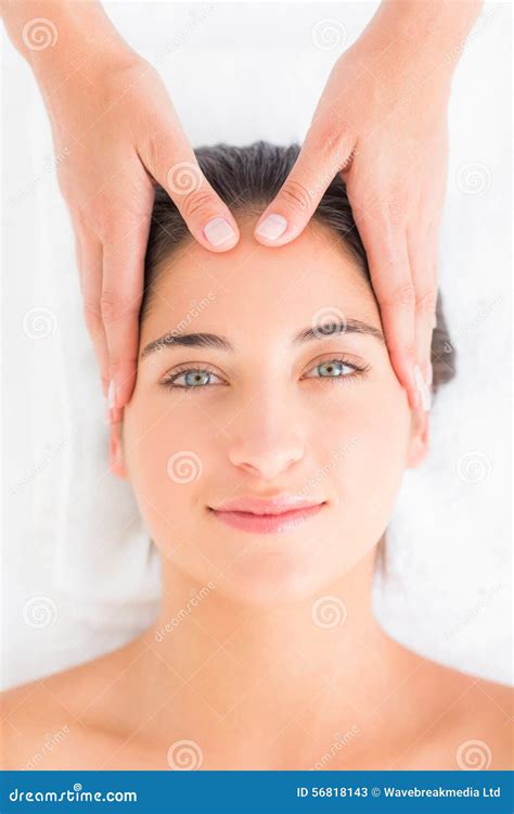Attractive Young Woman Receiving Head Massage At Spa Center Stock Image Image Of 56818143