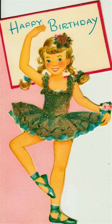 Vintage Happy Birthday Ballerina Greetings Card B2 Vintage Birthday