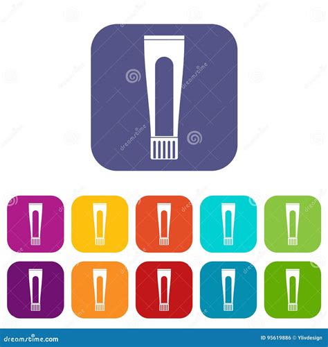 toothpaste tube icons set flat stock vector illustration of healthcare packaging 95619886