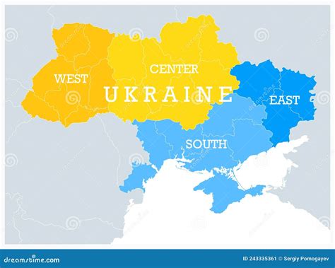 Ukraine Geographic Divisions Political Map Stock Vector Illustration