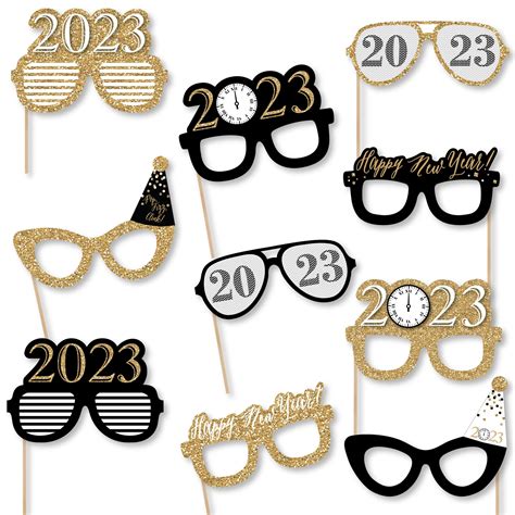 12 Pcs 2023 Eyeglasses Happy New Year Glasses Frames Costume Accessory For Nye Party Xmas Party