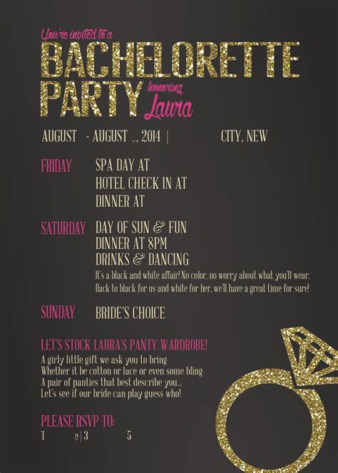 Glamorous Bachelorette Party Invitation Back We Wanted Upscale Invitations These Were Perfect