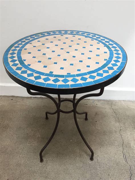Moroccan Mosaic Blue Tile Bistro Table At 1stdibs
