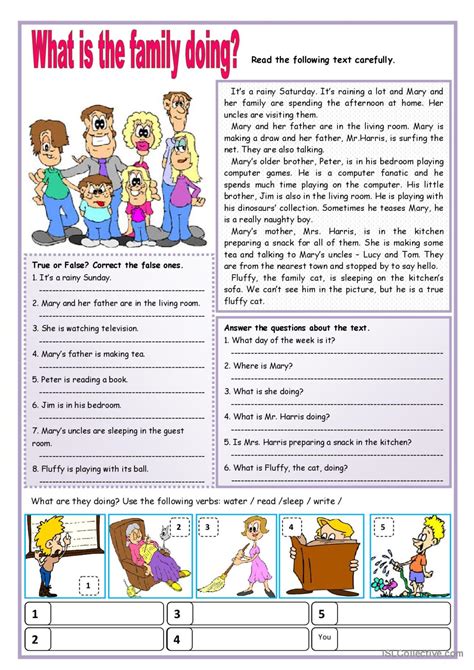 What Is The Family Doing English Esl Worksheets Pdf Doc