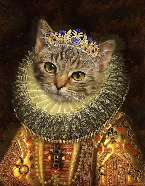 Medieval Royal Cat Portrait Princess Digital Art By Milly May Pixels