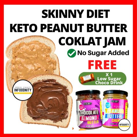 Skinny Chunky Peanut Butter No Sugar Free Chocolate Cocoa Spread Almond