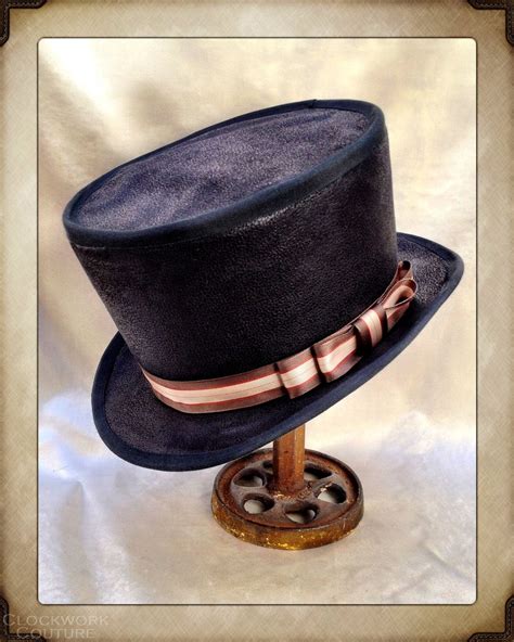 Steampunk Mens John Bull Black Short Top Hat With Grosgrain Ribbon And