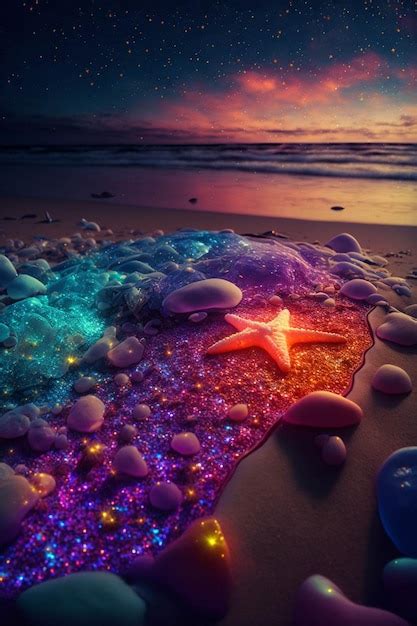 Premium Ai Image Starfish Sitting On Top Of A Sandy Beach Generative Ai