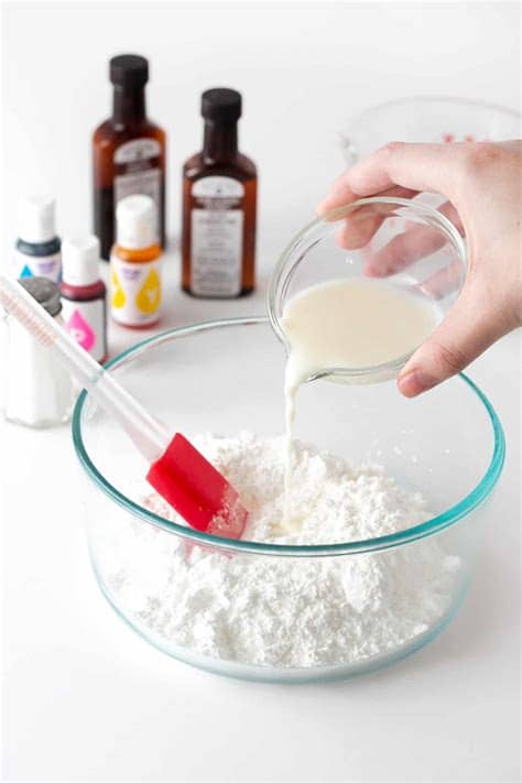Before i get started with this, i should probably note that this icing recipe is not a classic or traditional royal icing recipe. Pouring milk into bowl of powdered sugar to make powdered ...