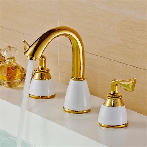 Gold bathroom faucets ivory dual handle mixer tap gold bathroom faucet contemporary gold bathroom faucets delta chrome and gold bathroom faucets inspirational lovely bathtub faucet. Basin Faucets Polished Gold Brass Made Modern Bathroom ...