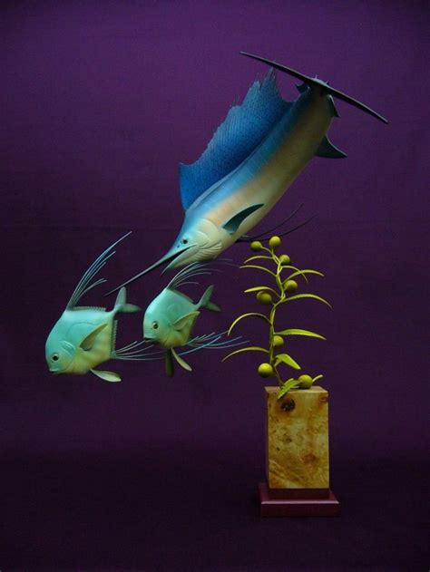 Basically, wood carving is one kind of art. Sailfish and Juvenile African Pompano carving by Ron ...