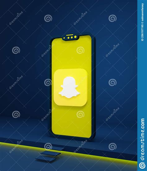 Social Media Snapchat Icons With Smartphone 3d Rendered Editorial Image