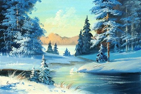 Картина на холсте Зима в Подмосковье Картины маслом Рисунки ландшафт